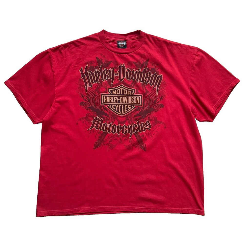 Harley-Davidson Shirt Mens 3XL Red Lakeland Florida Graphic Biker Dbl Sided Tee